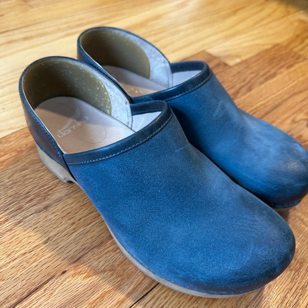 Dansko Blue Leather Clogs